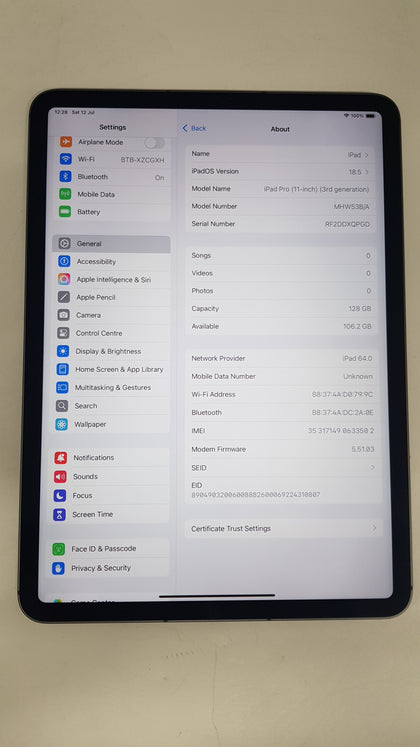 Apple iPad Pro 11” M1 (A2459) 128GB - Space Grey, Unlocked