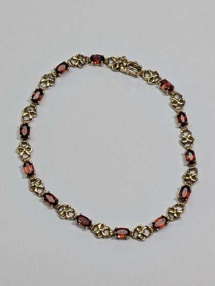 9CT Gold And Red Stone Bracelet