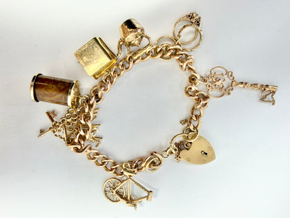9ct yellow gold charm bracelet 7