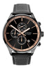 ** Boxing Day Deal  **  Sekonda Mens 1774 Black IP Chronograph Leather Strap Watch