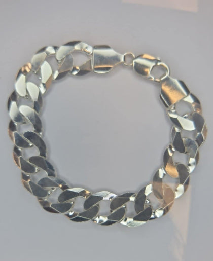 Sterling Silver Heavy Curb 9” Bracelet