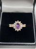 9ct Yellow Gold Ring With Clear And Purple Stones - 3.52g - Size L - Hallmarked