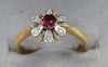 18ct diamond ruby flower ring