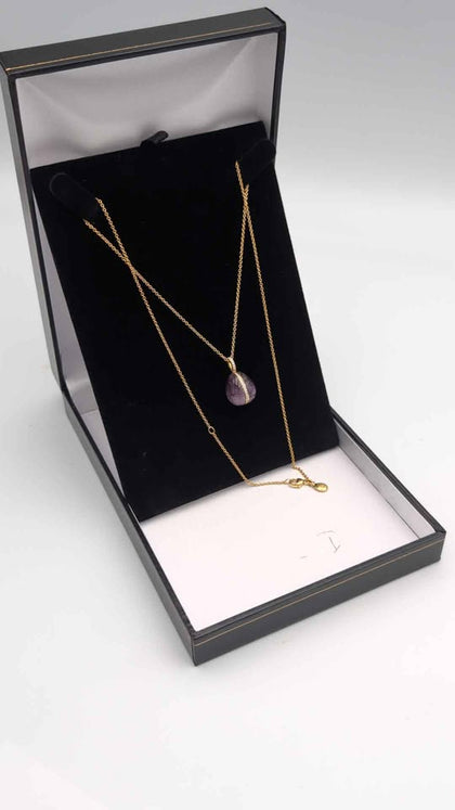 18ct Yellow Gold Thin Chain Necklace With Blue John Pendant Limited Edition - 3.90 Grams - 20