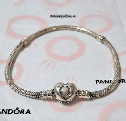 PANDORA Moments Heart Clasp Snake Chain Bracelet
