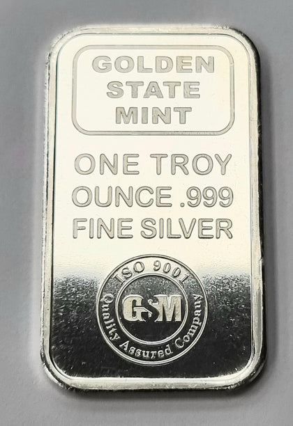 Golden State Mint OneTroy Ounce 999 fine silver bar