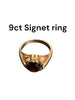 9ct Gold Garnet Signet Ring size P