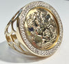 9ct yellow gold St George's ring with diamond size Q 1/2