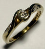 9ct Gold Diamond Bypass Band Ring - Size N