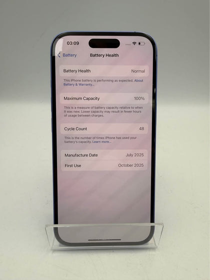 APPLE IPHONE 16, 128GB, 100% BATTERY CAP, ULTRAMARINE, UNLOCKED, UNBOXED