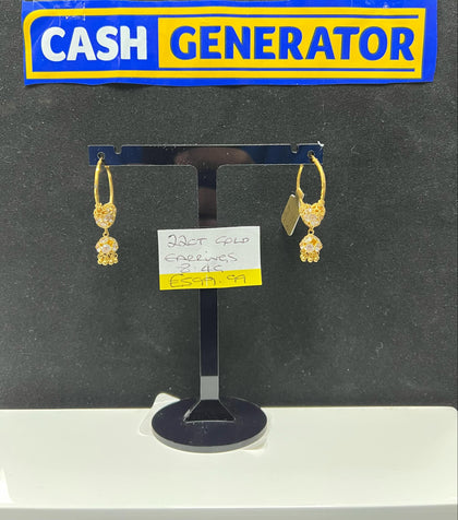 22ct Gold Earrings, 8.4g