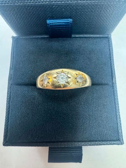 1.96g 9ct Clear Stone Sunburst Gold Ring - Size S - **Hallmarked**