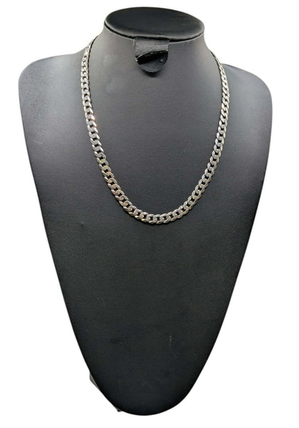 925 HALLAMRKED SILVER, THIN CURBED CHAIN W/ LOBSTER LOCK, 20