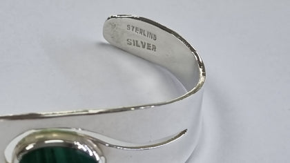 Silver Bangle Green Stone