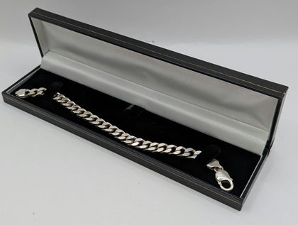 925 Hallmarked, Silver, Thick Curbed Bracelet, 8