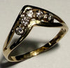 9ct Gold Wishbone Ring with Clear Stones Size L 1/2