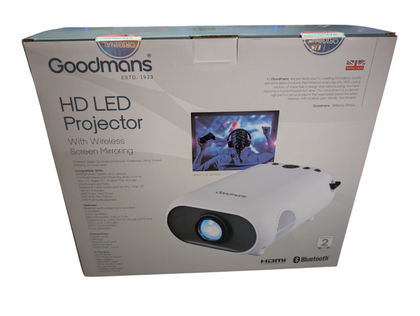 Goodmans Hd Led Projector  With Wireless Screen Mirroring Boxed
