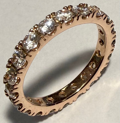 Pandora 14k Rose Gold-Plated Sparkling Row Eternity Ring Size Q 1/2