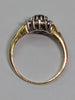 18CT GOLD DIAMOND & BLACK STONE RING SIZE M 1/2
