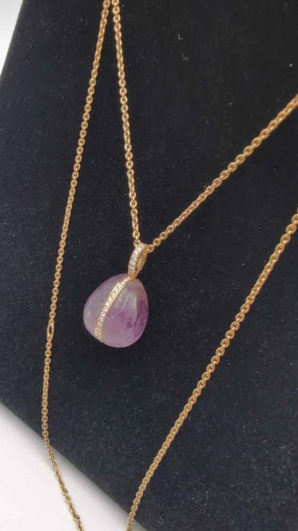 18ct Yellow Gold Thin Chain Necklace With Blue John Pendant Limited Edition - 3.90 Grams - 20