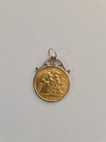 1913 Half Sovereign & 9ct pendant mount