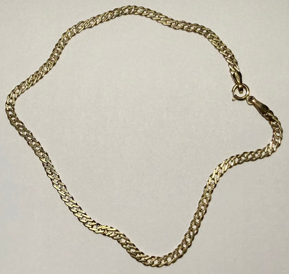 9ct Gold Double Curb Link Anklet/ Ankle 9.5” Chain