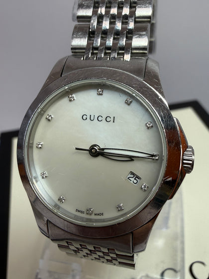 Gucci Watch G timeless 126.5 white shell dial ladies watch