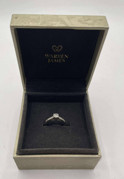 9ct White Gold Diamond Ring - (M)