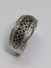 9ct White Gold Diamond and Black Stone Patterned Ring