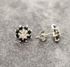 9ct White Gold Blue & Clear Stone Cluster Stud Earrings