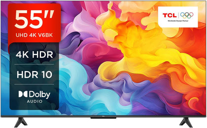 TCL 55V6BK 55-inch 4K Ultra HD, HDR TV, Smart TV Powered by Android TV (Dolby Audio, Voice Control **Collection Only**