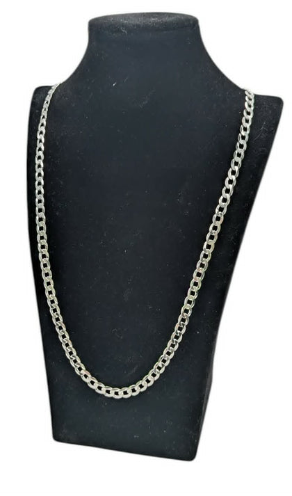 925 HALLMARKED, SILVER, THIN CURBED CHAIN W/ LOBSTER LOCK, 26