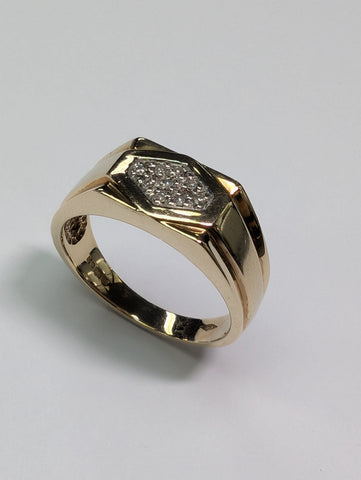 gents 9ct gold coffin cluster diamond ring