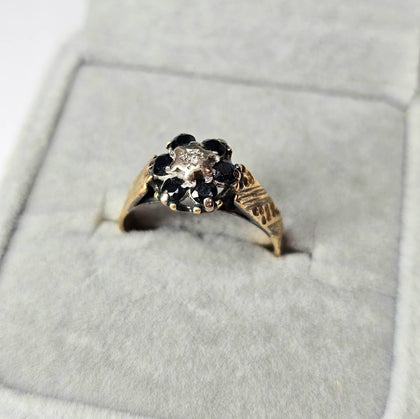 18ct Gold Diamond and Sapphire Ring size M