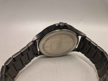 Hugo Leap Collection Men's Multifunction Analogue Quartz Watch with black stainless steel strap and extra links, BOXED