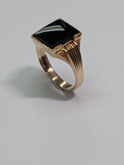 9ct Gold Black Signet Ring Size R