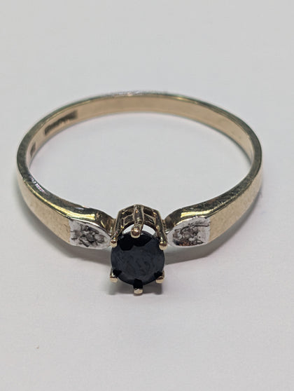 9CT Gold Ring With Diamond And Sapphire