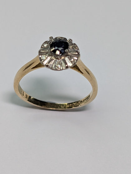 18CT GOLD DIAMOND & BLACK STONE RING PRESTON STORE
