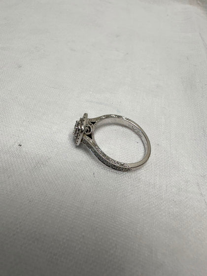 14ct White Gold Multi Clear Gem Ring - Size T