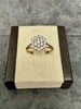 9ct Yellow Gold Clear Stones Cluster Ring Size - N