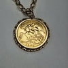 22CT GOLD HALF SOVEREIGN  WITH 19"  CHAIN PRESTON STORE