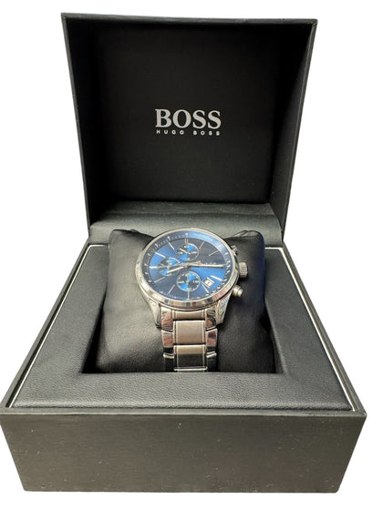 Hugo Boss HB1513478 Grand Prix Mens Blue Dial Stainless Chrono Watch