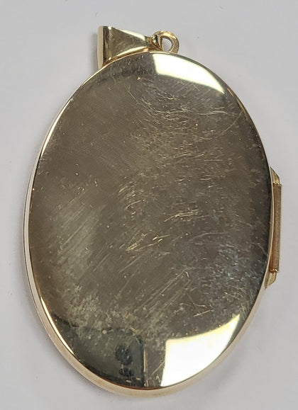 9ct Yellow Gold Oval Locket With Clear Stone - 6.56G - 1.5