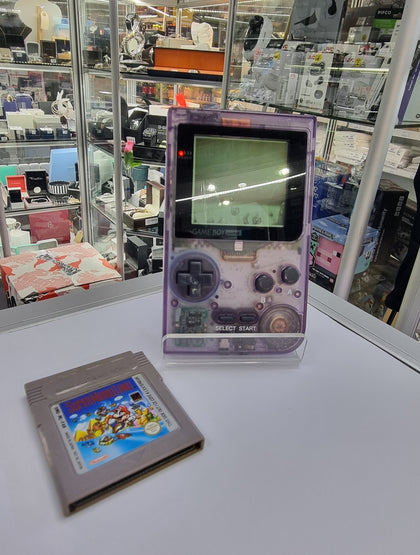 GAMEBOY POCKET CONSOLE CLEAR PURPLE WITH 2 GAMES LEYLAND