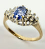 9ct yellow cluster ring with blue stone K 1/2