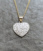 9ct Gold 16" Chain & 9ct Gold Small Pave Heart Pendant