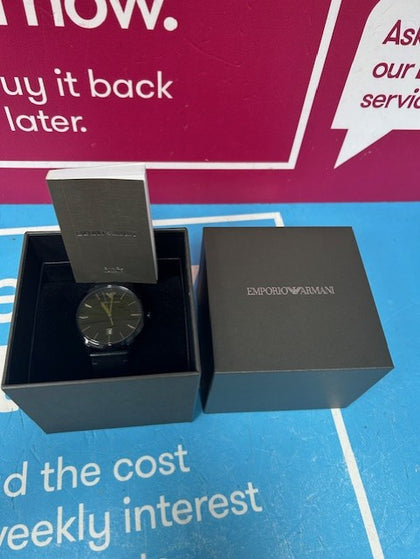 EMPORIO ARMANI BLACK WATCH **BOXED**.