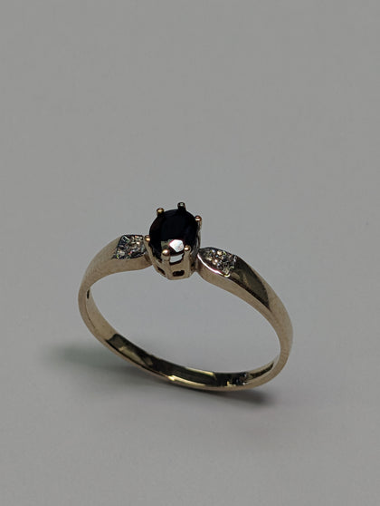 9CT Gold Ring With Diamond And Sapphire