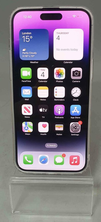 Apple iPhone 14 Pro Max, 256GB, Deep Purple, unlocked 100% battery health.