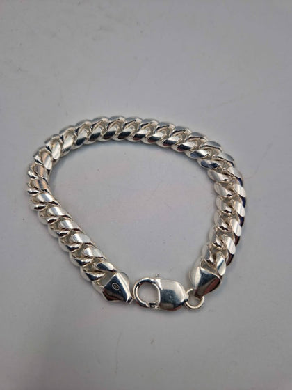 925 Sterling Silver 12mm Wide Curb Bracelet - 8
